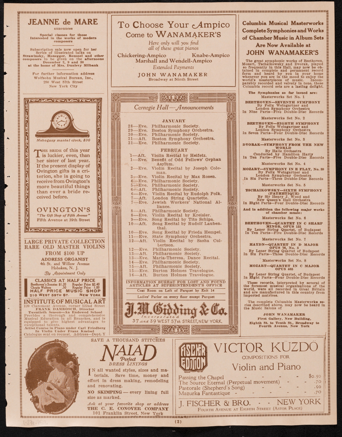 Vlado Kolitsch, Violin, January 27, 1925, program page 3