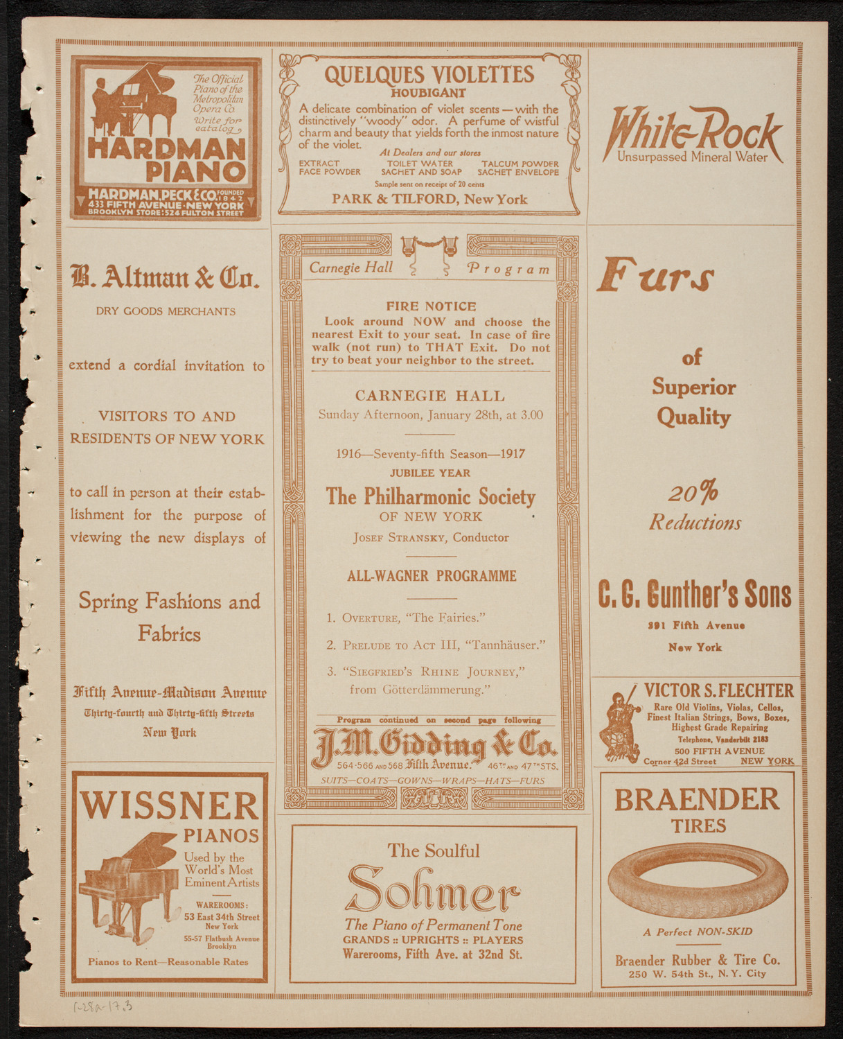 New York Philharmonic, January 28, 1917, program page 5