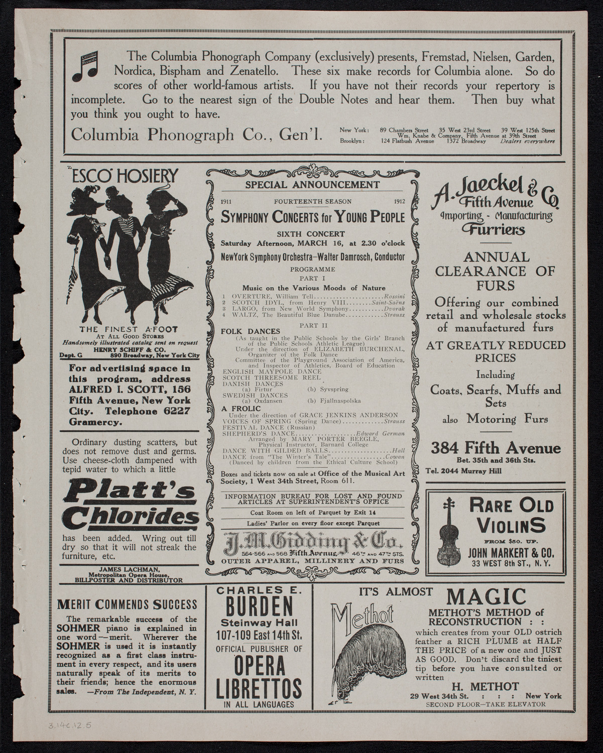 New York Philharmonic, March 14, 1912, program page 9