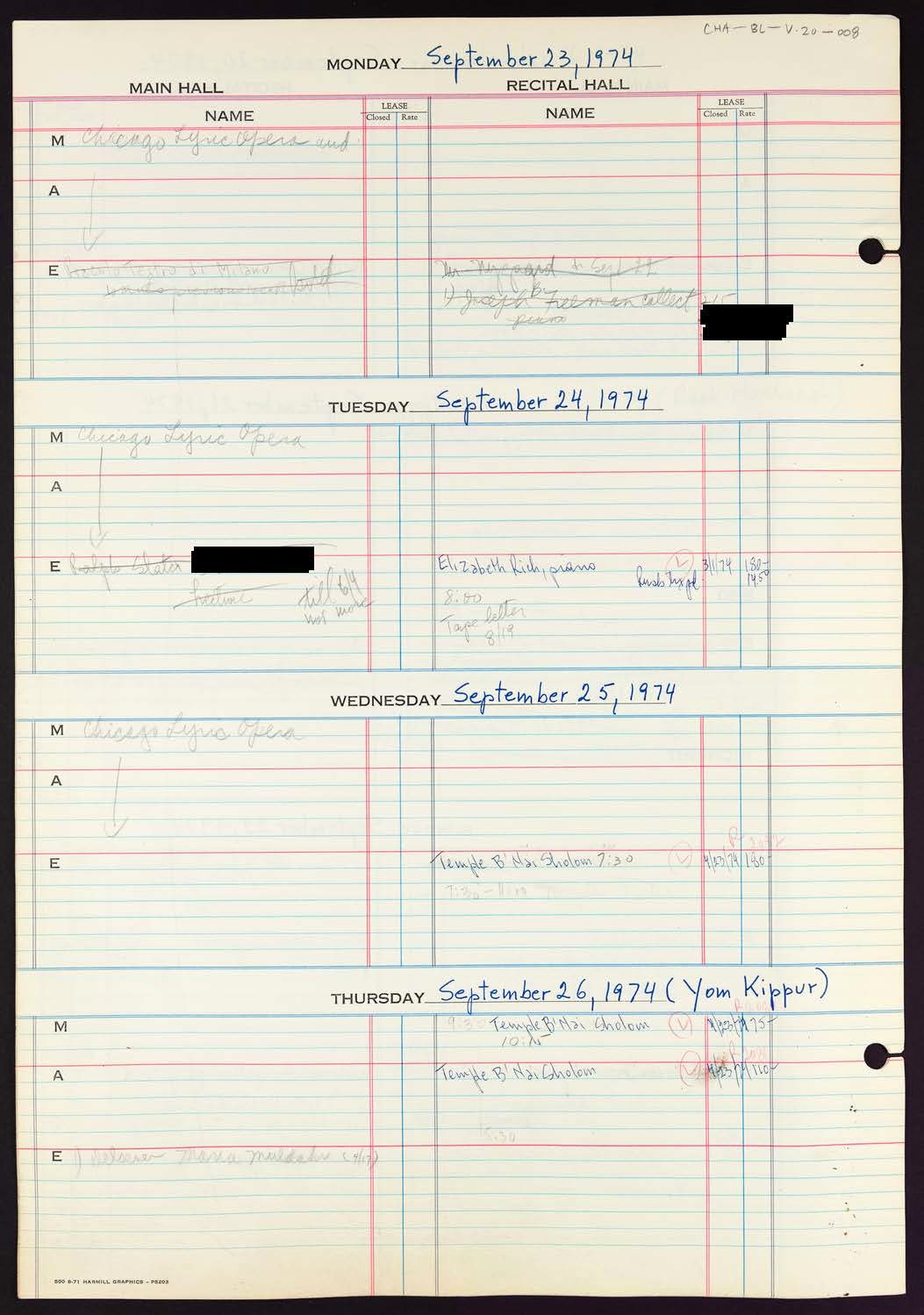 Carnegie Hall Booking Ledger, volume 20, page 8