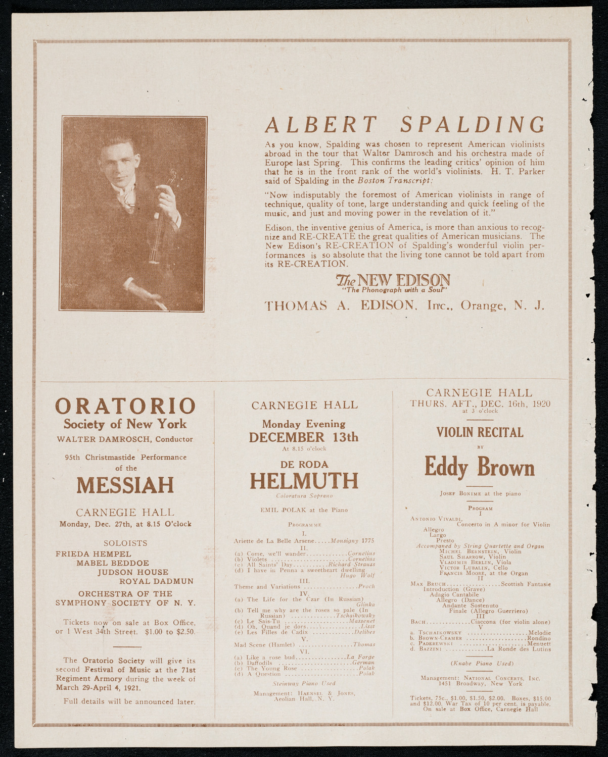 National Symphony Orchestra, December 8, 1920, program page 2