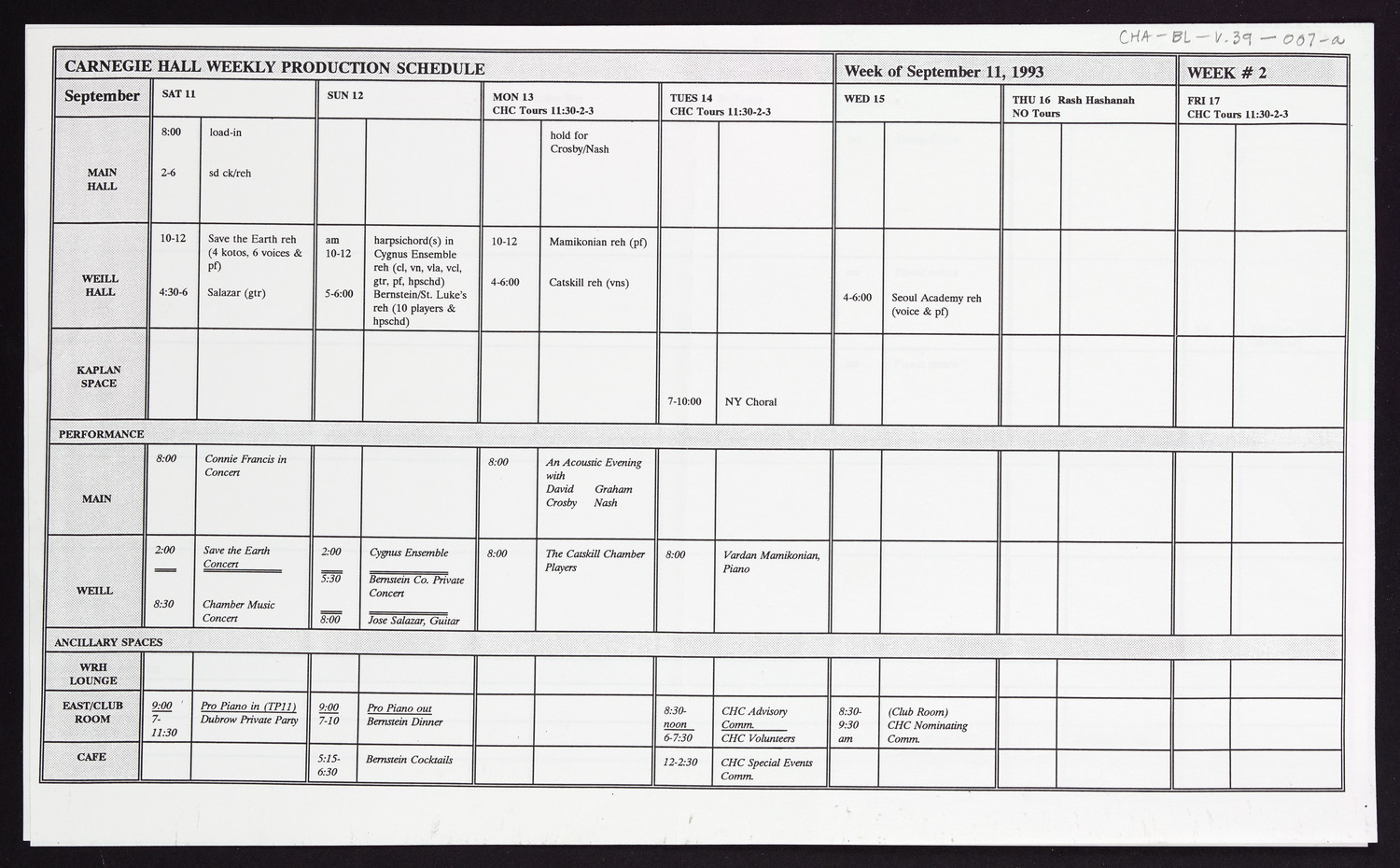 Carnegie Hall Booking Ledger, volume 39, page 7a