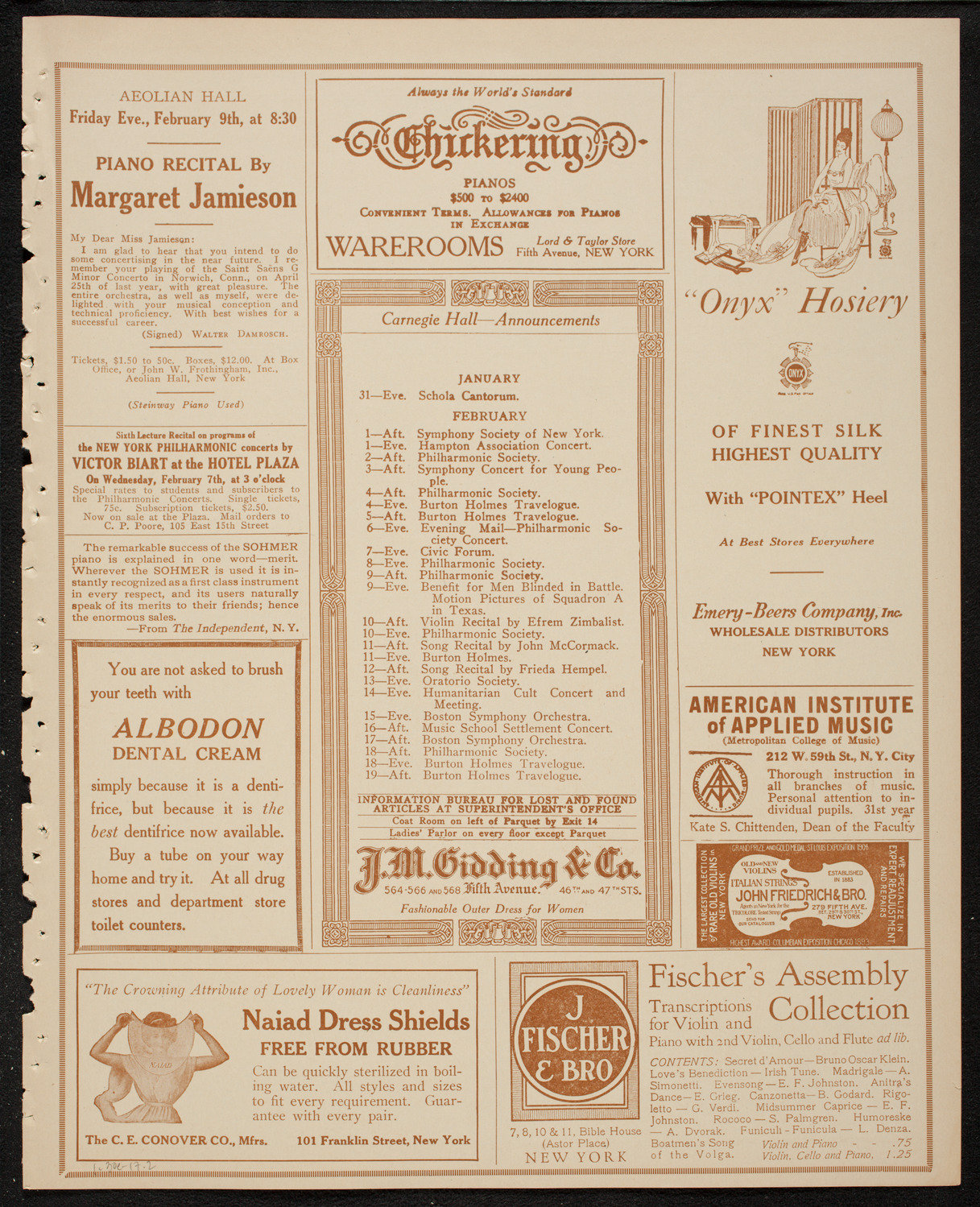 Meeting: The Humanitarian Cult, January 30, 1917, program page 3