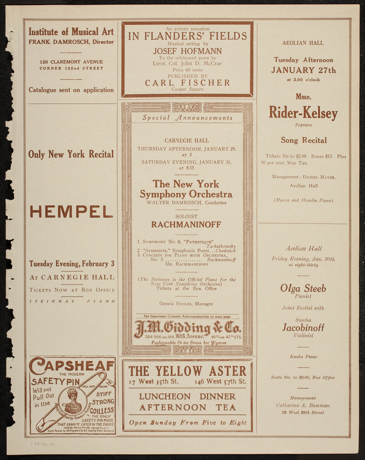 Chalif Dancers, January 24, 1920, program page 9
