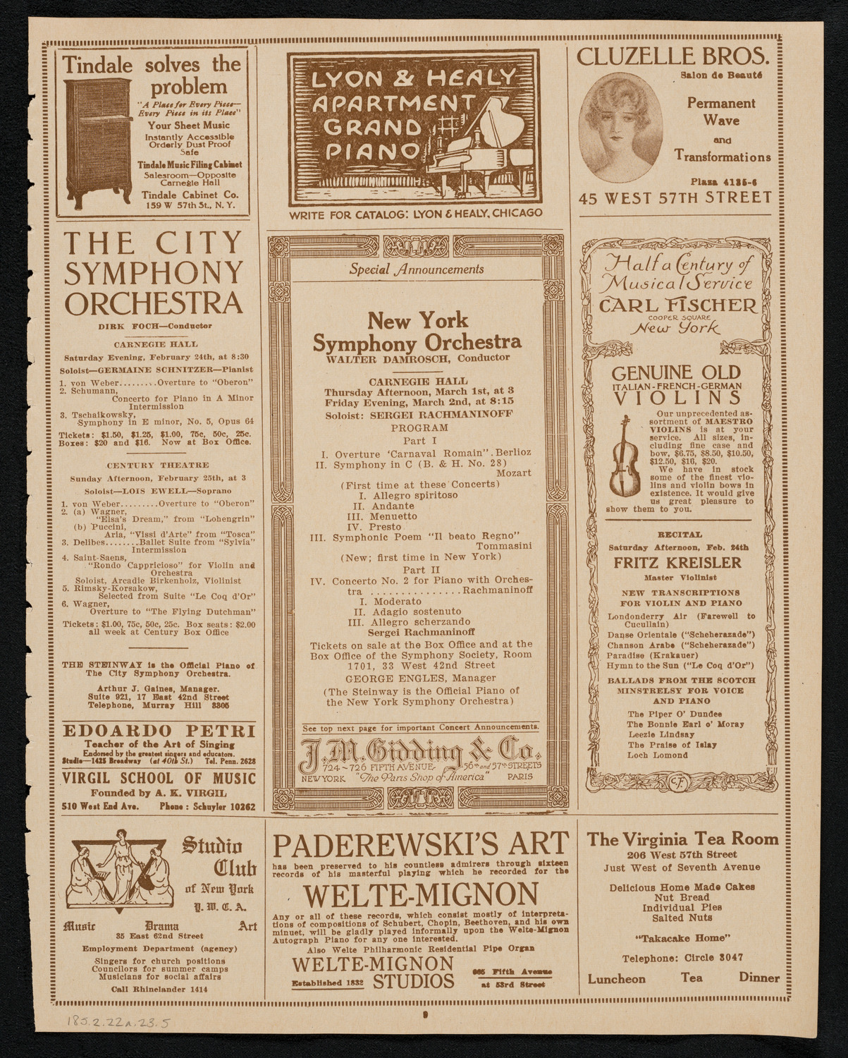 Reinald Werrenrath, Baritone, February 22, 1923, program page 9