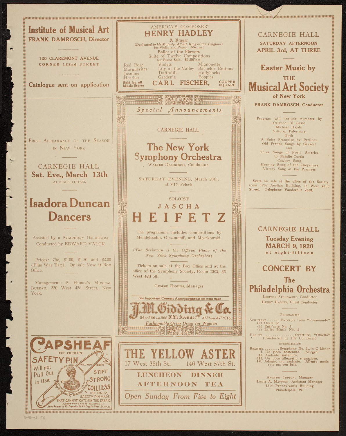 Sascha Culbertson, Violin, March 8, 1920, program page 9