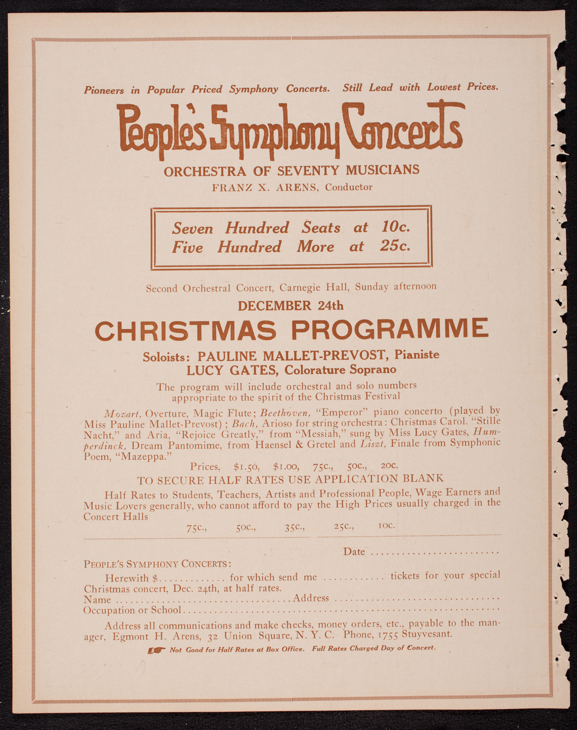 Home Symphony Concert: New York Philharmonic, November 29, 1916, program page 10