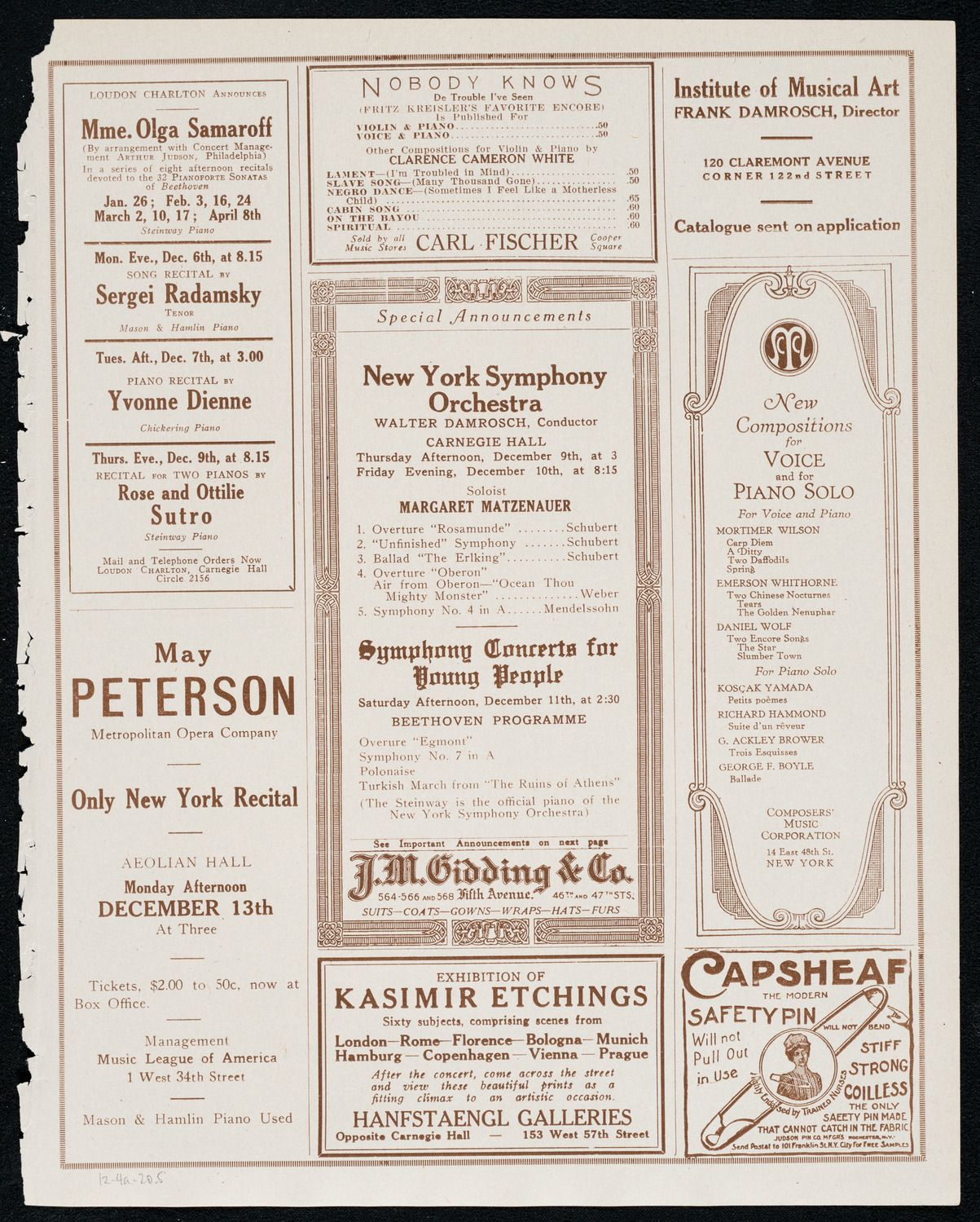 Boston Symphony Orchestra, December 4, 1920, program page 9