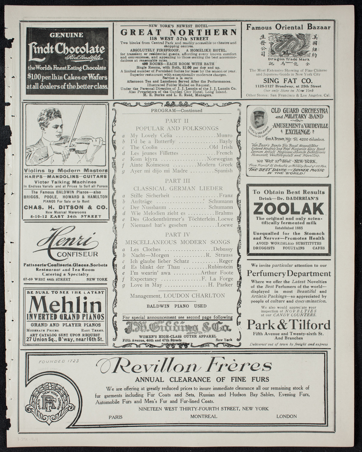 Marcella Sembrich, Soprano, January 24, 1911, program page 7