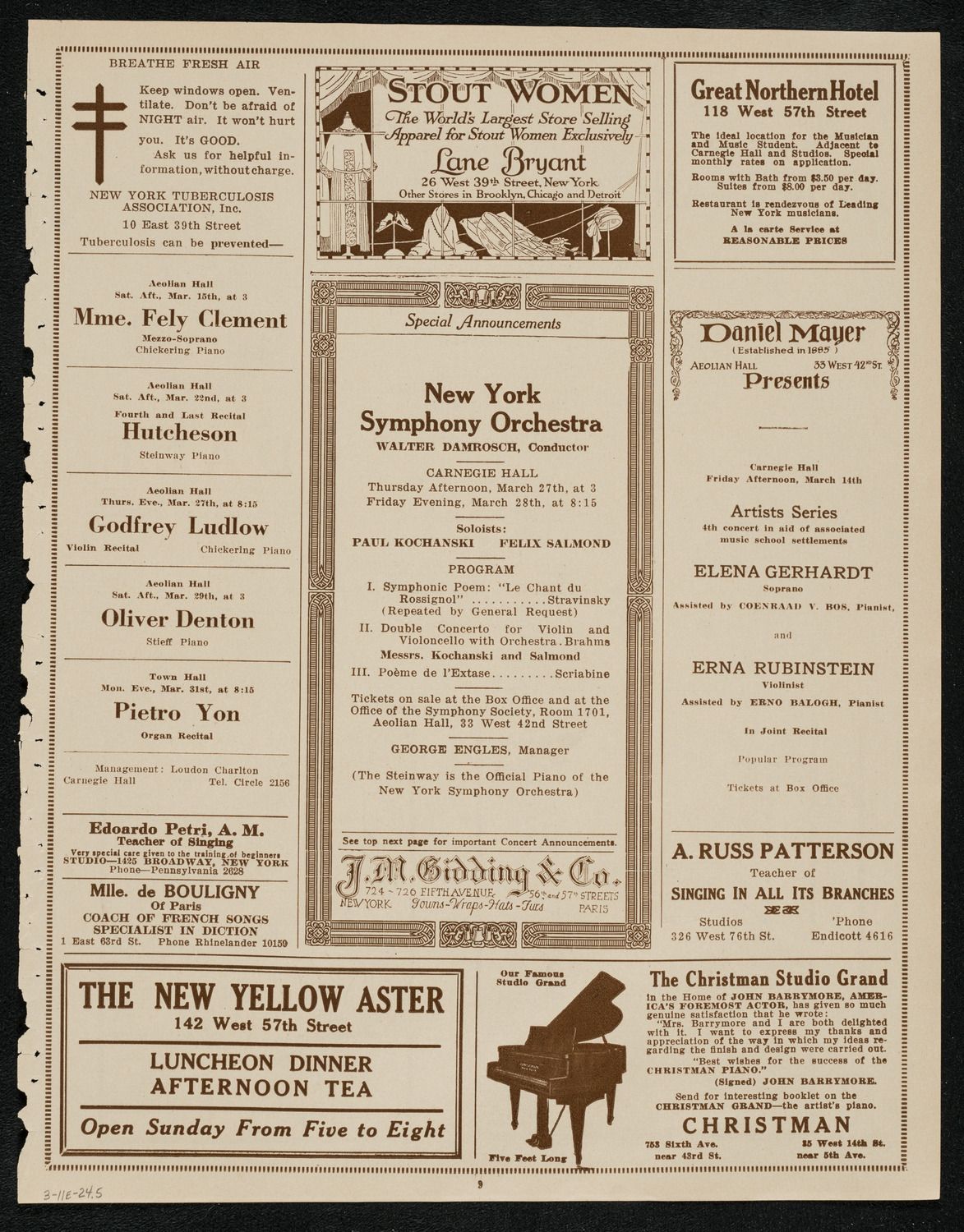 Philadelphia Orchestra, March 11, 1924, program page 9