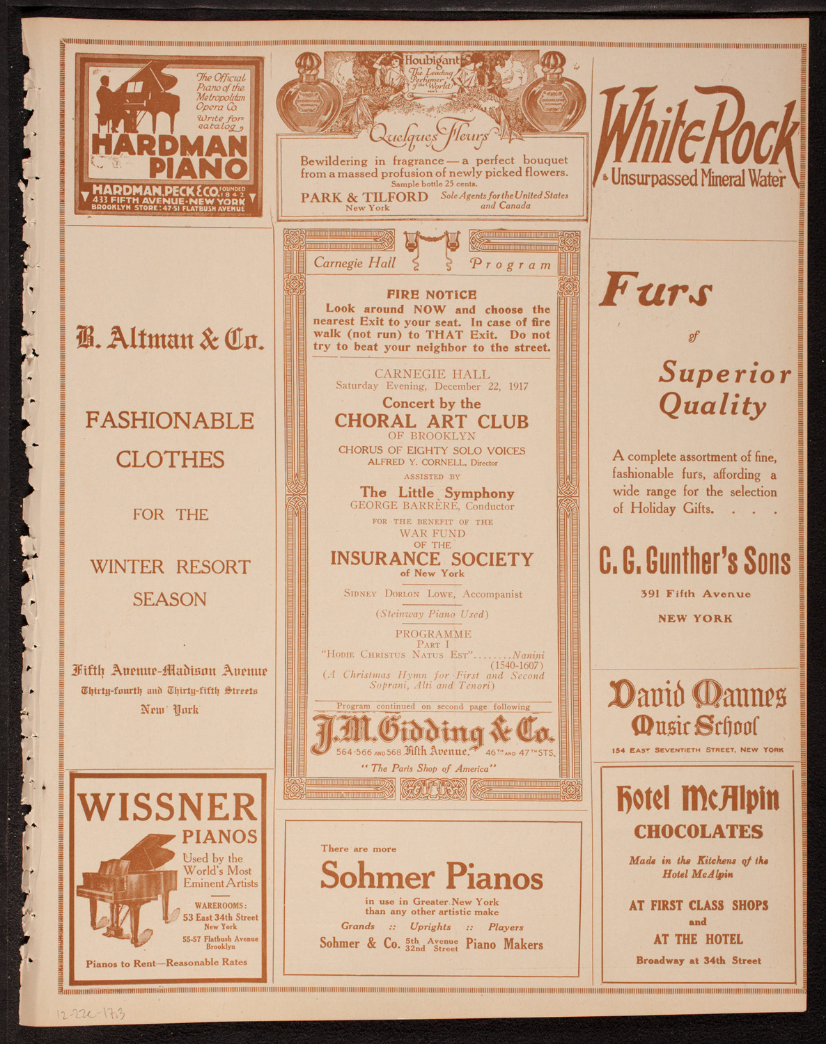 Choral Art Club of Brooklyn, December 22, 1917, program page 5