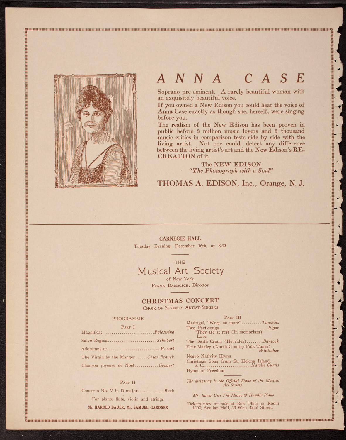 Nina Tarasova, Folk Singer, and Max Gegna, Cello, December 13, 1919, program page 2