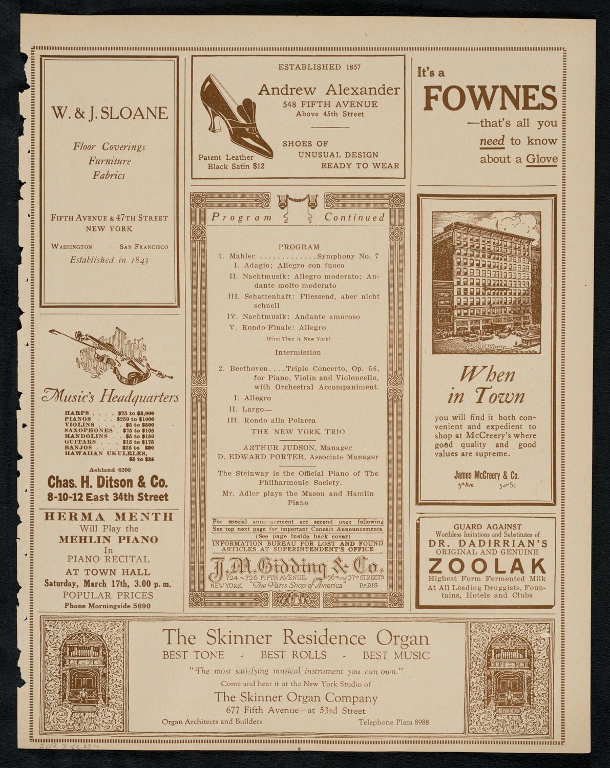 New York Philharmonic, March 8, 1923, program page 7