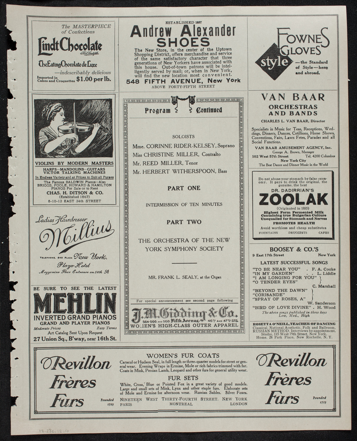 Oratorio Society of New York, December 28, 1912, program page 7