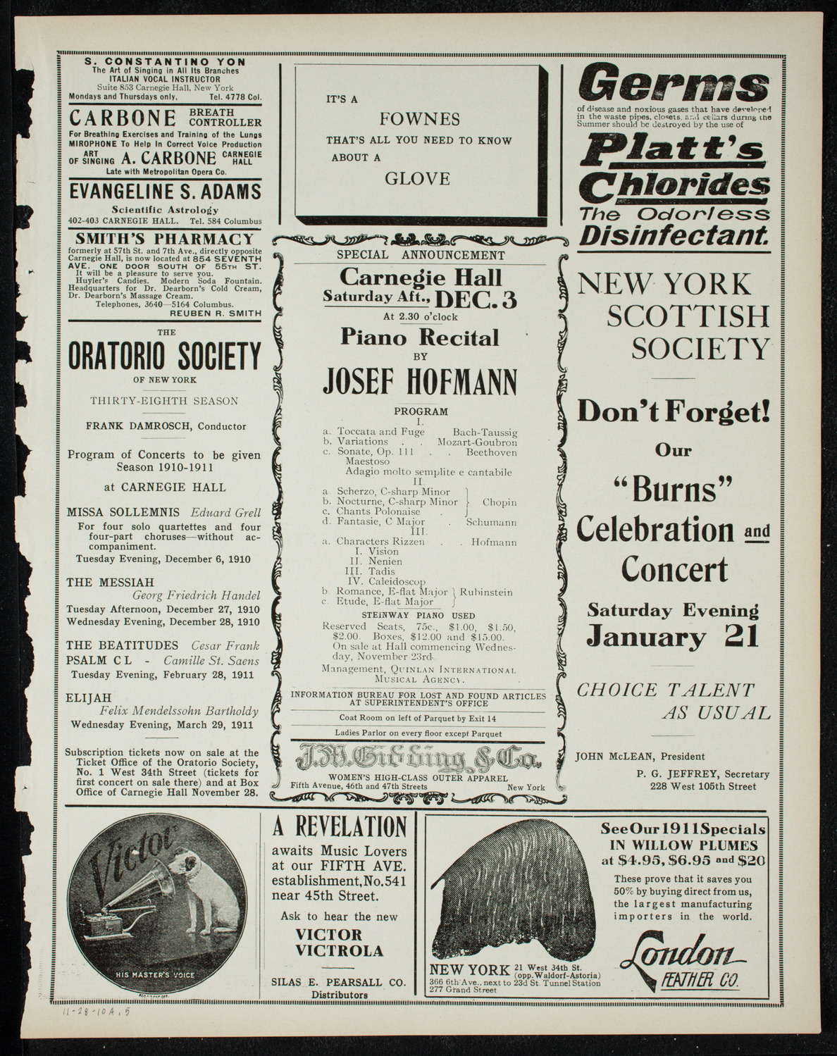Elmendorf Lecture: Vienna, November 28, 1910, program page 9