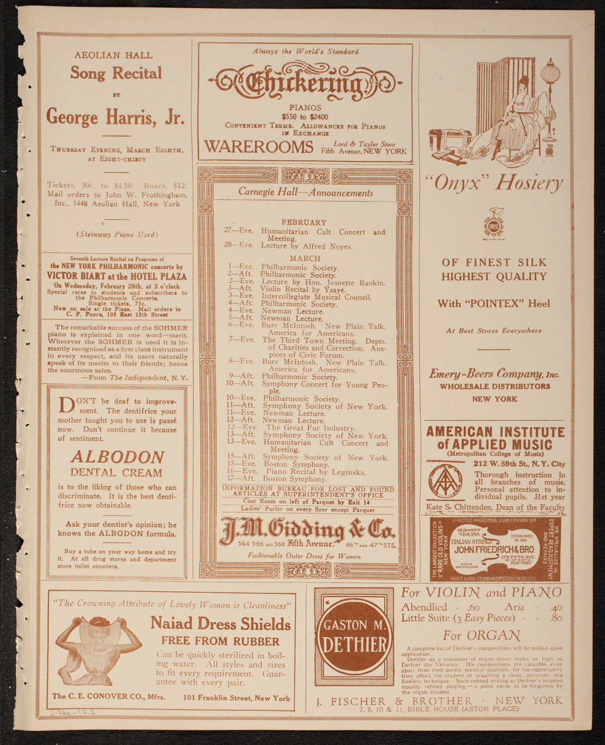 Catholic Oratorio Society, February 26, 1917, program page 3