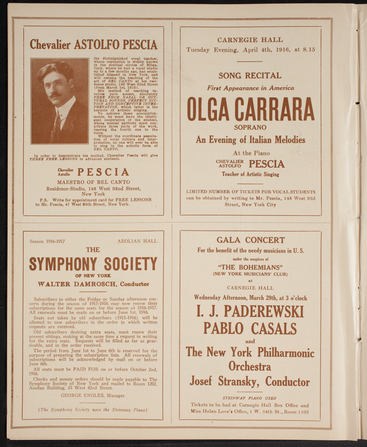 New York Philharmonic, March 23, 1916, program page 8