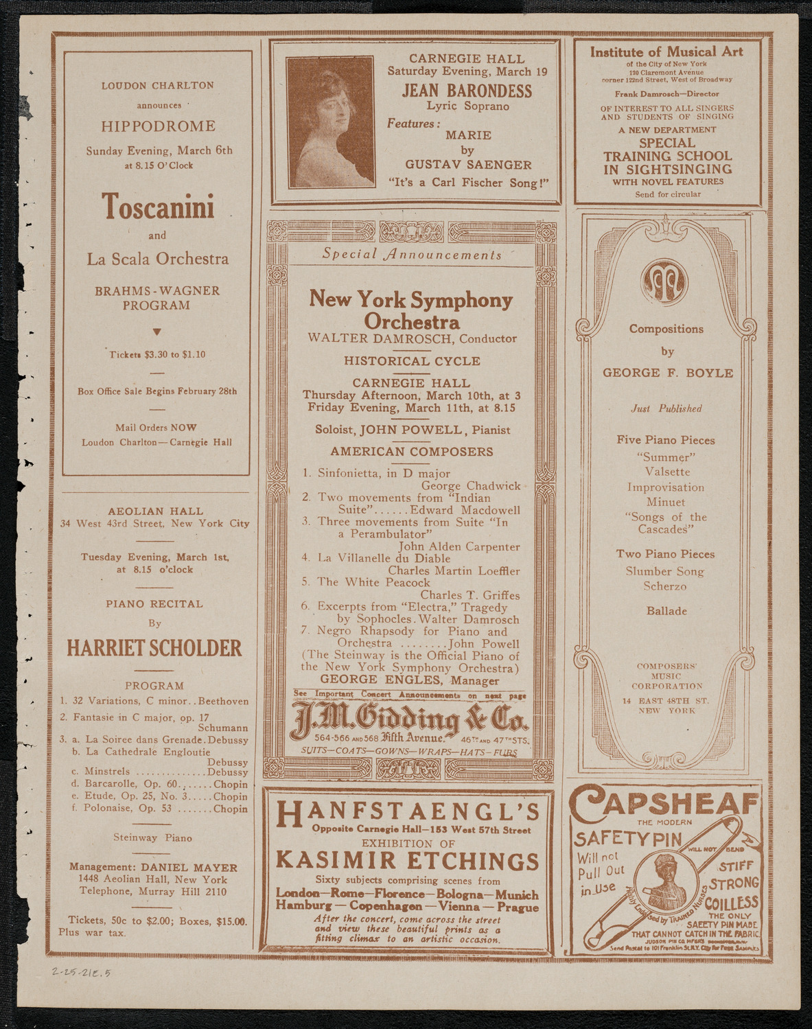 Lecture by Sir Philip Gibbs, February 25, 1921, program page 9