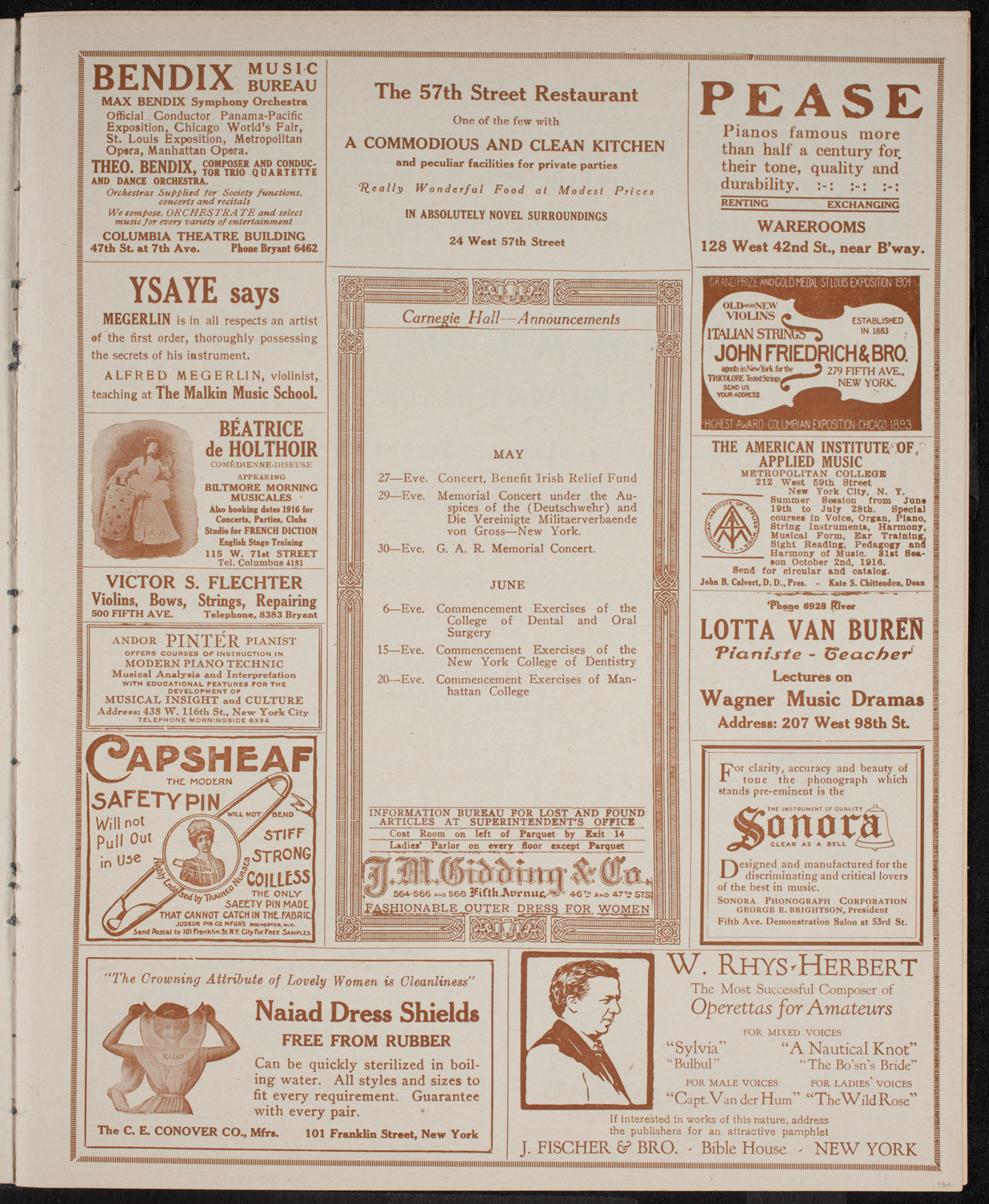 Hungarian Charity Concert, May 26, 1916, program page 3