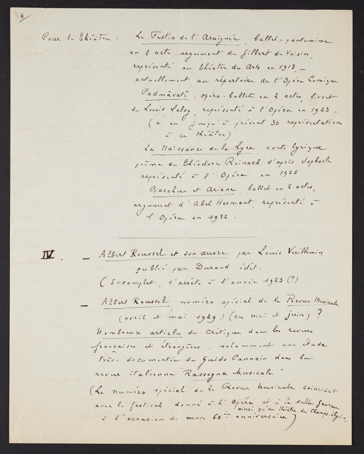 Correspondence from Albert Roussel to David Ewen, page 6 of 8