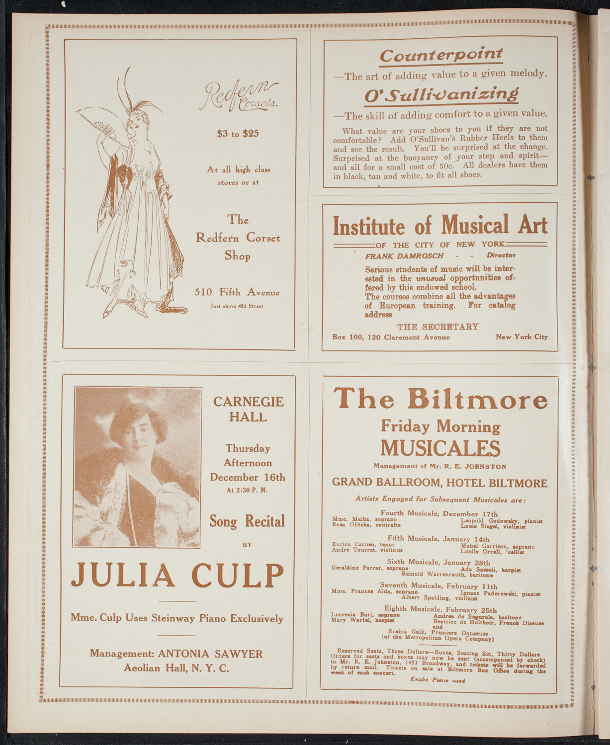 Mischa Elman, Violin, December 11, 1915, program page 2