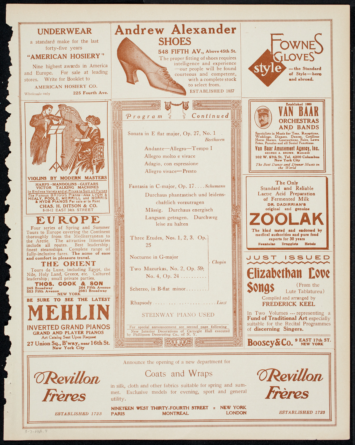 Ignacy Jan Paderewski, Piano, March 7, 1914, program page 7