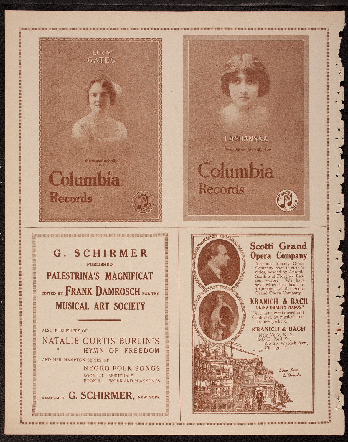 Nina Tarasova, Folk Singer, and Max Gegna, Cello, December 13, 1919, program page 6