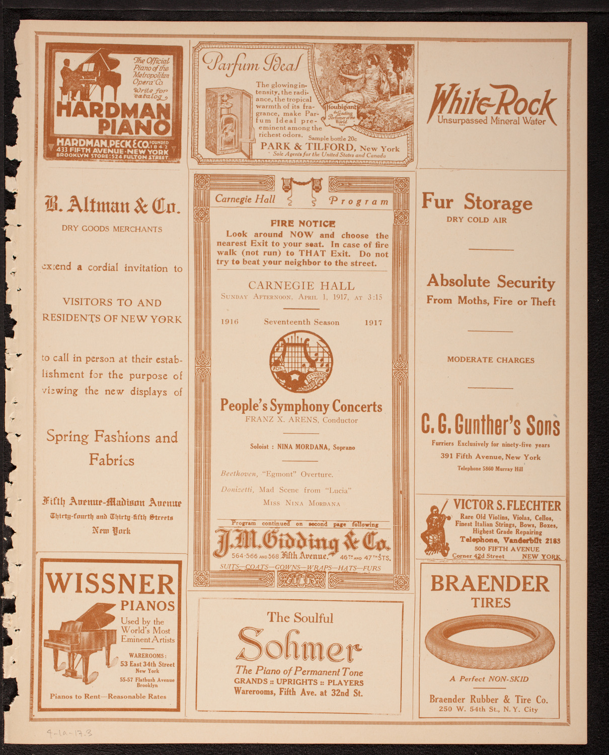 People's Symphony Concert, April 1, 1917, program page 5