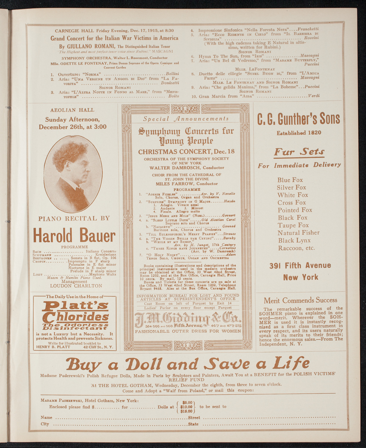 New York Philharmonic, December 16, 1915, program page 9