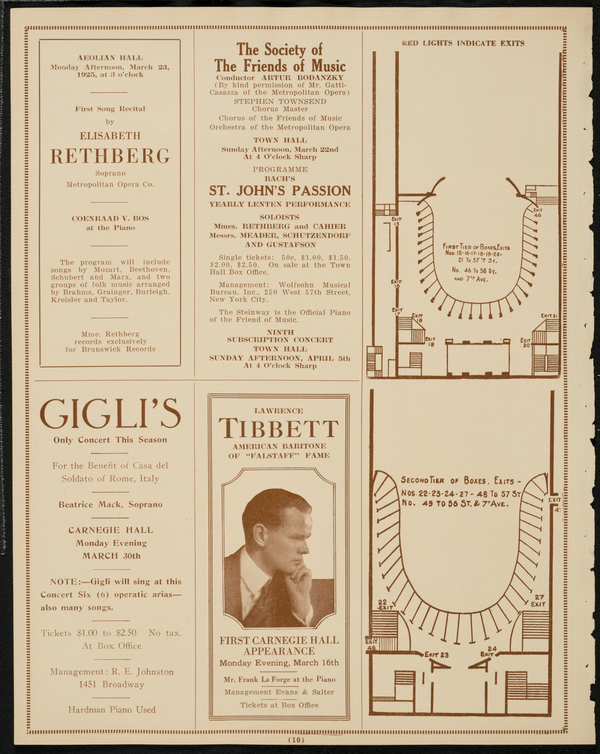 Jascha Heifetz, Violin, March 15, 1925, program page 10