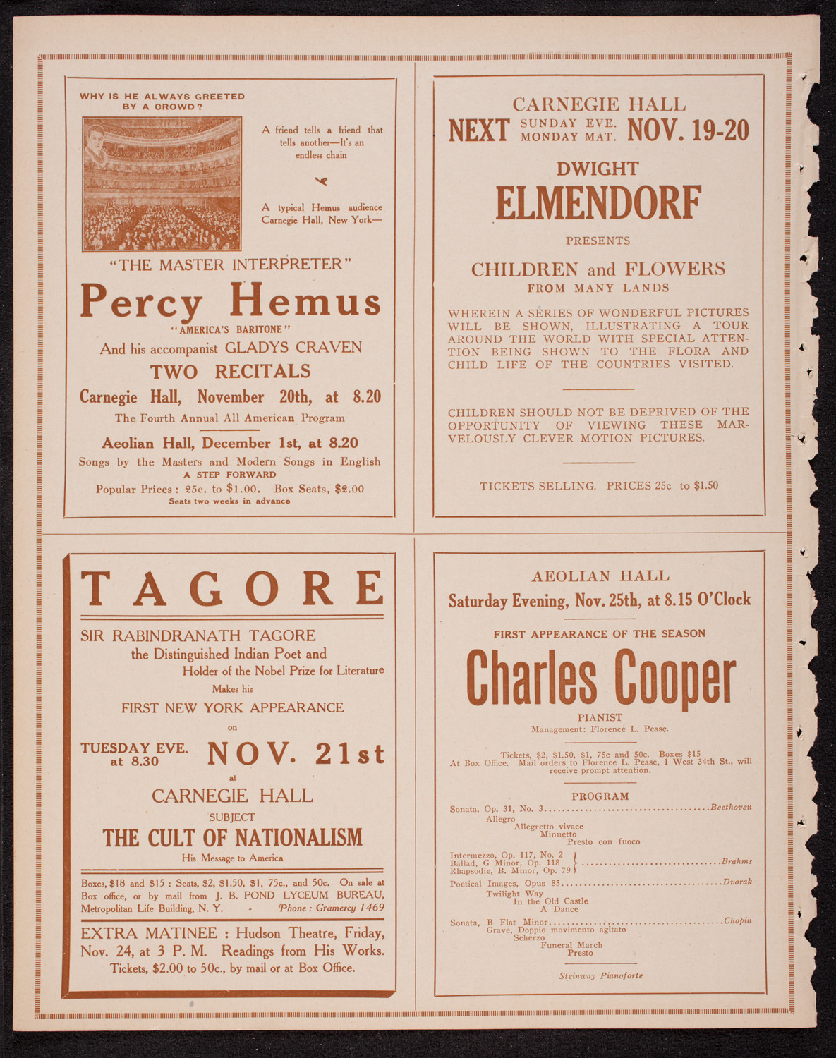 New York Philharmonic, November 16, 1916, program page 10