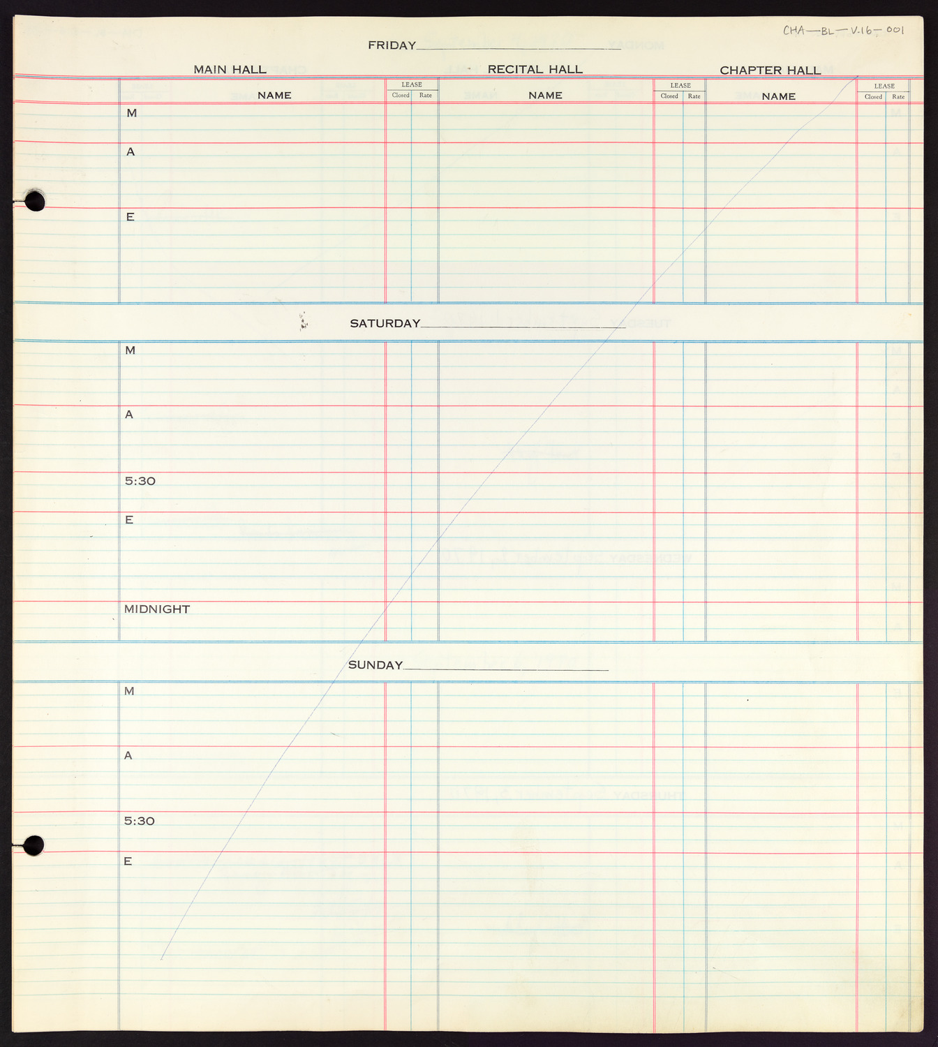 Carnegie Hall Booking Ledger, volume 16, page 1