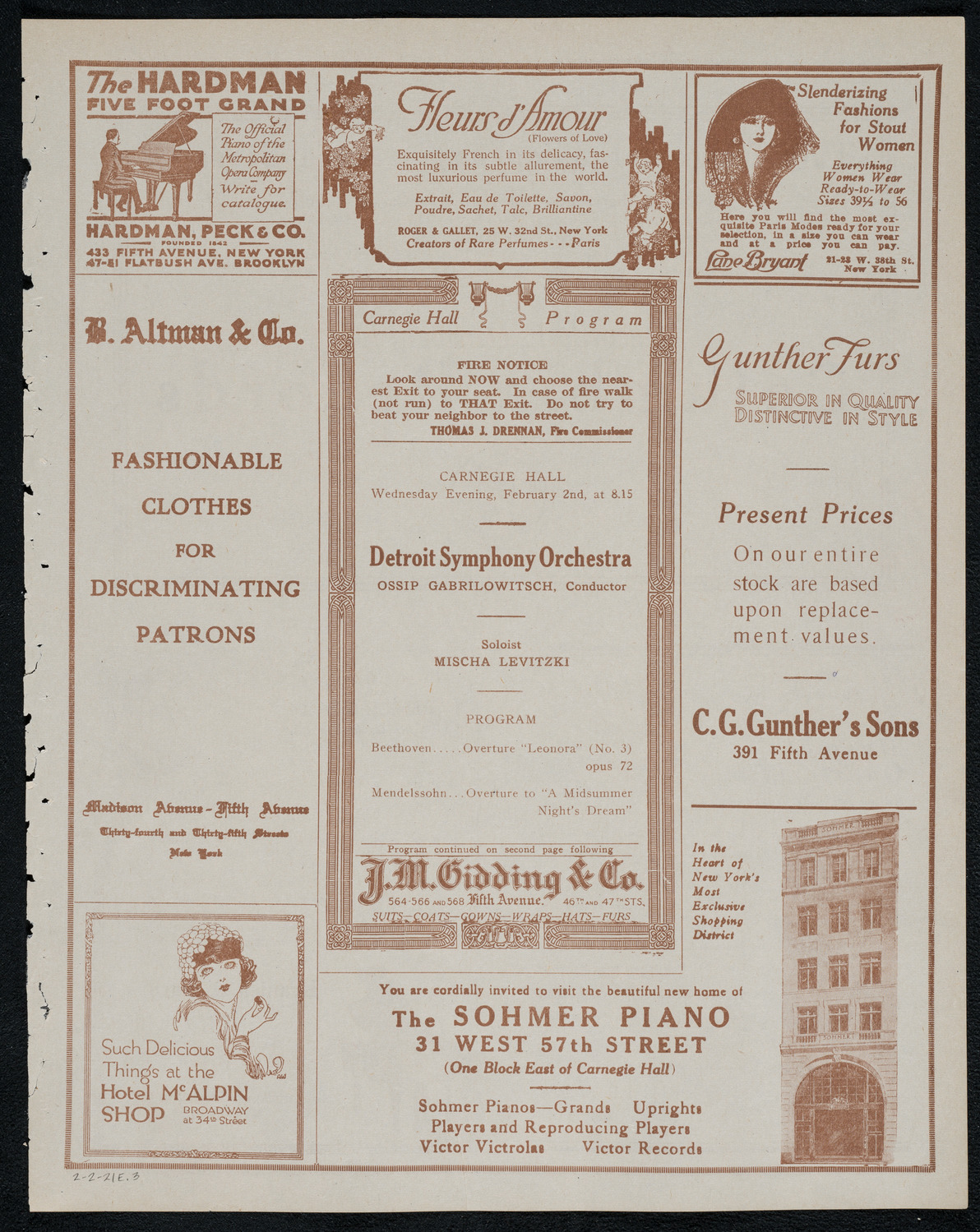 Detroit Symphony Orchestra, February 2, 1921, program page 5