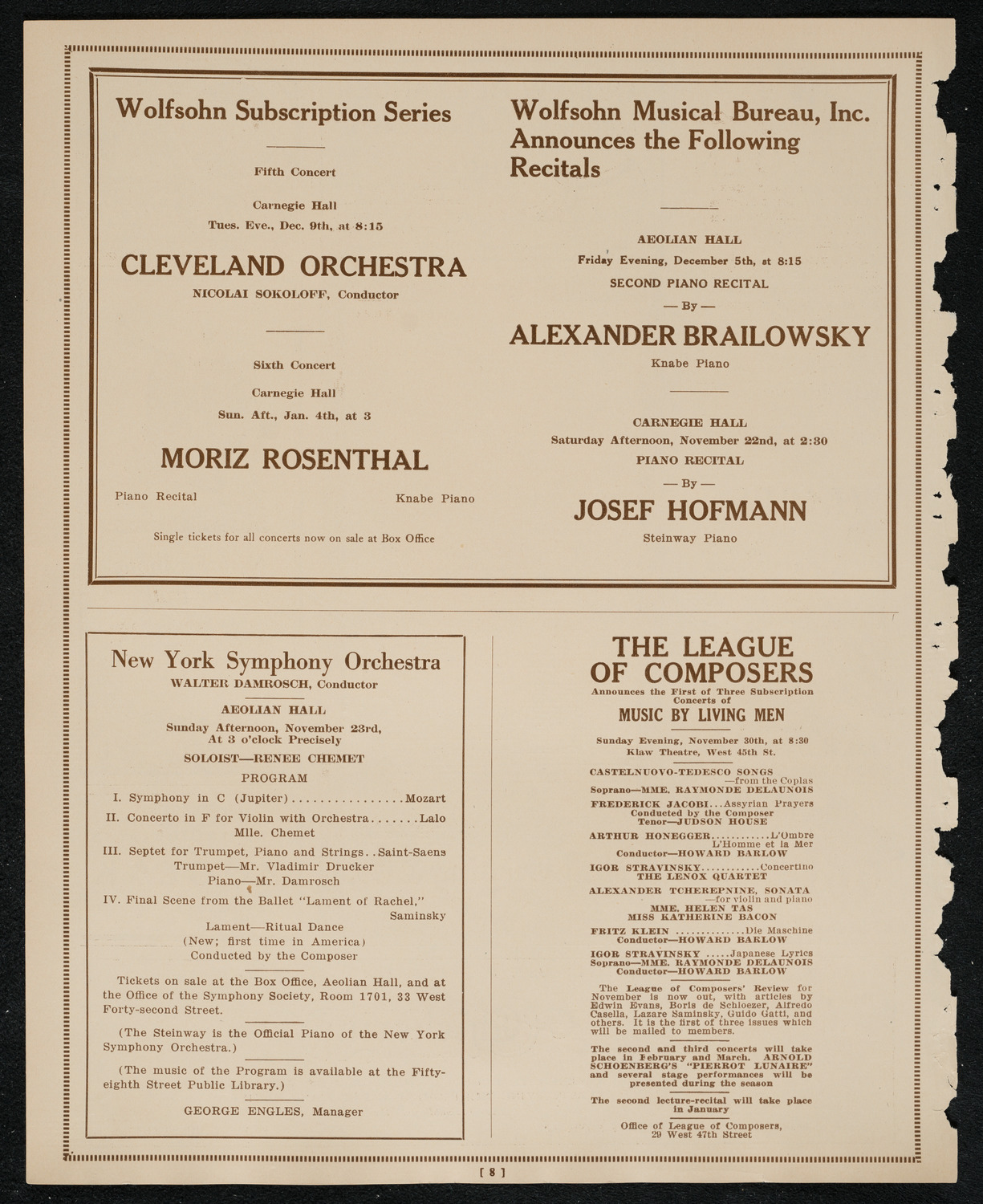 Oratorio Society of New York, November 19, 1924, program page 8