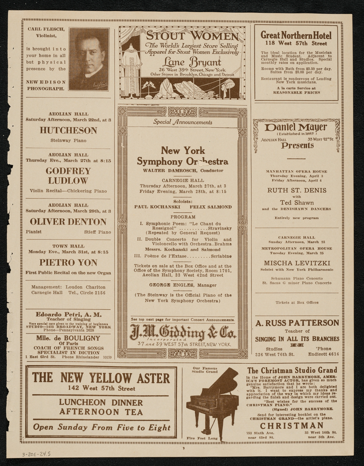 New York Philharmonic, March 20, 1924, program page 9