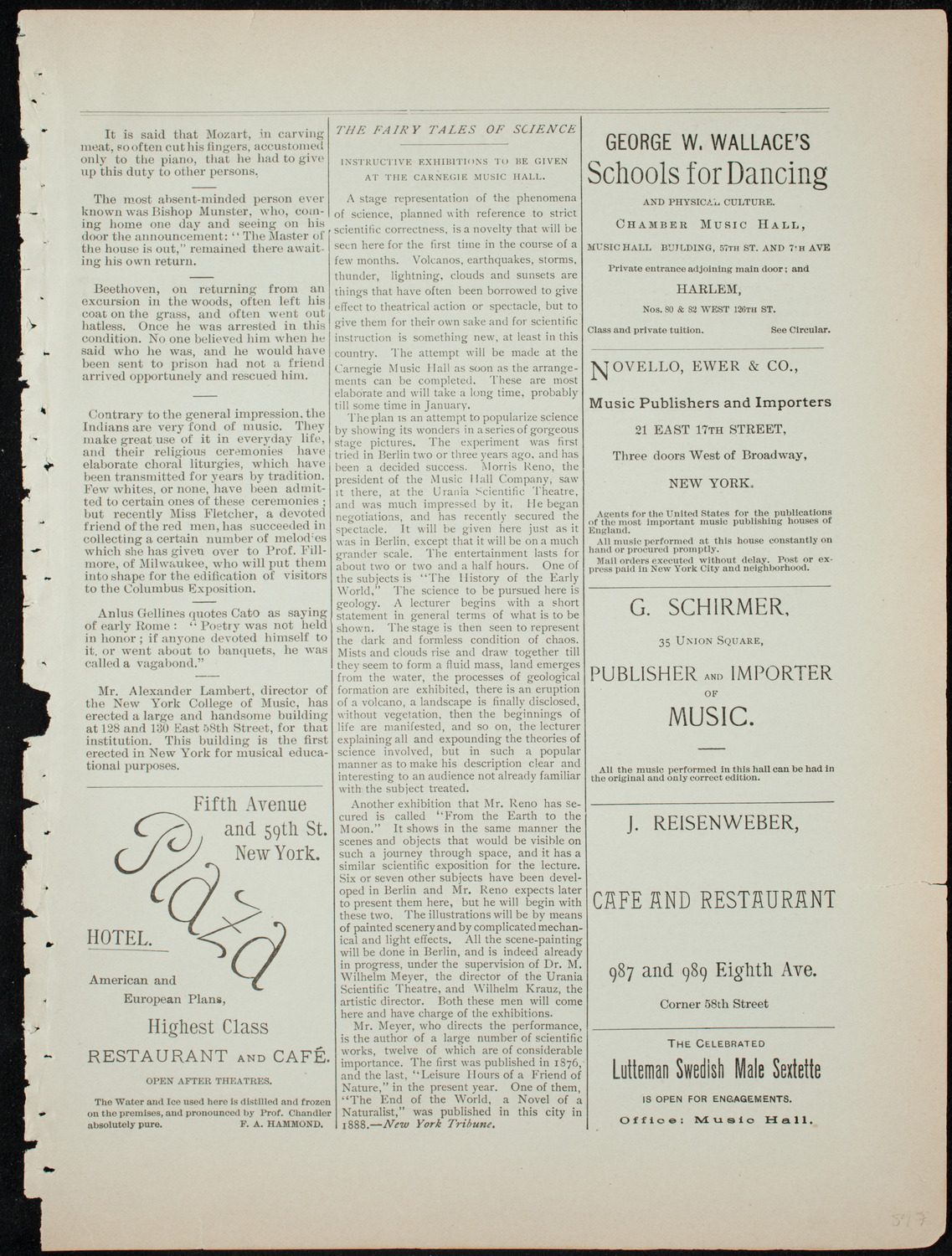 Beethoven String Quartet, January 14, 1892, program page 9