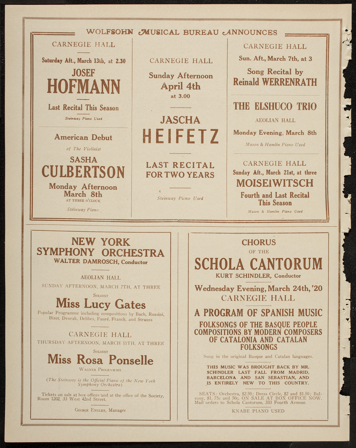 New York Philharmonic, February 27, 1920, program page 8