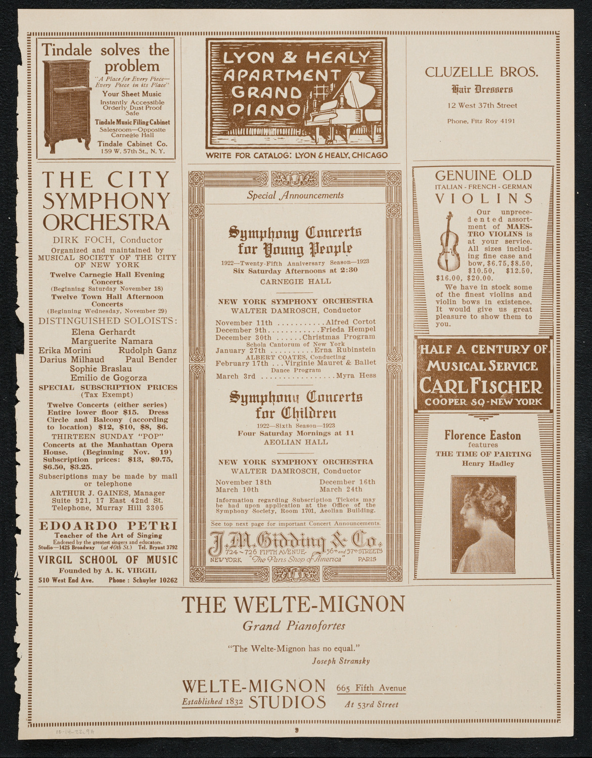 Isadora Duncan, Dancer, with Orchestra, October 14, 1922, program page 9