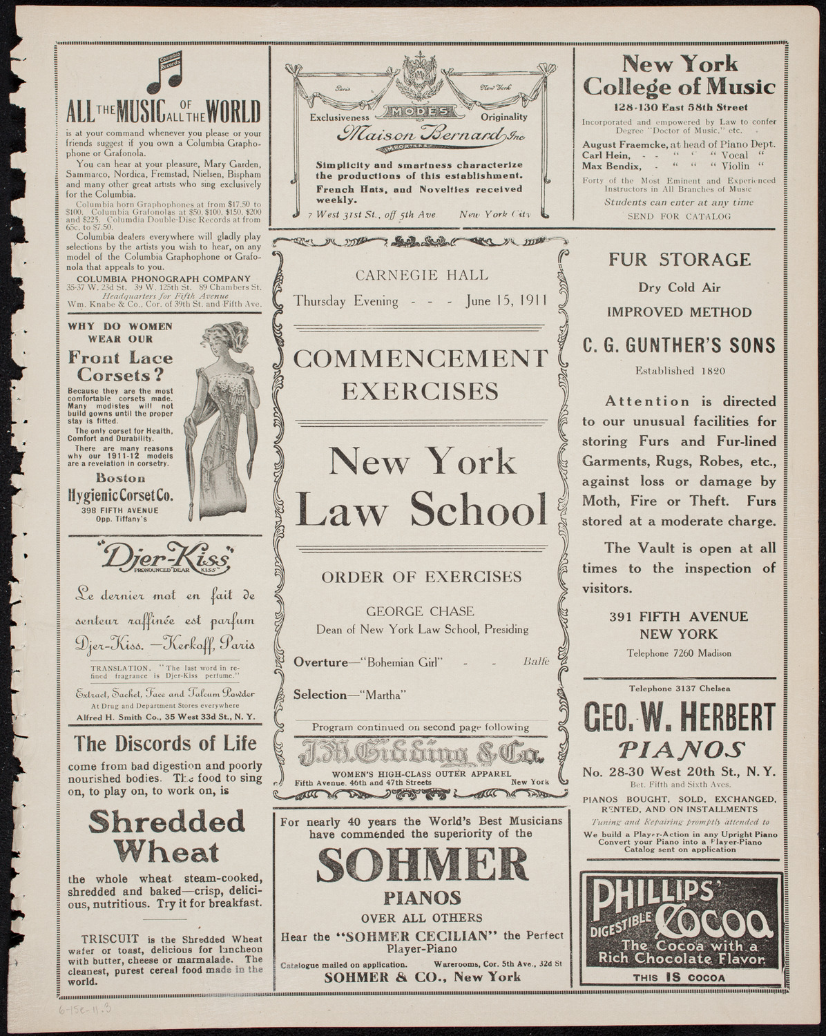 Graduation: New York Law School, June 15, 1911, program page 5