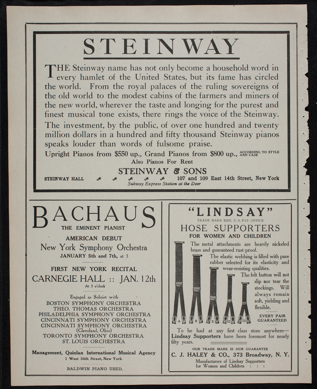 New York Philharmonic, December 29, 1911, program page 4