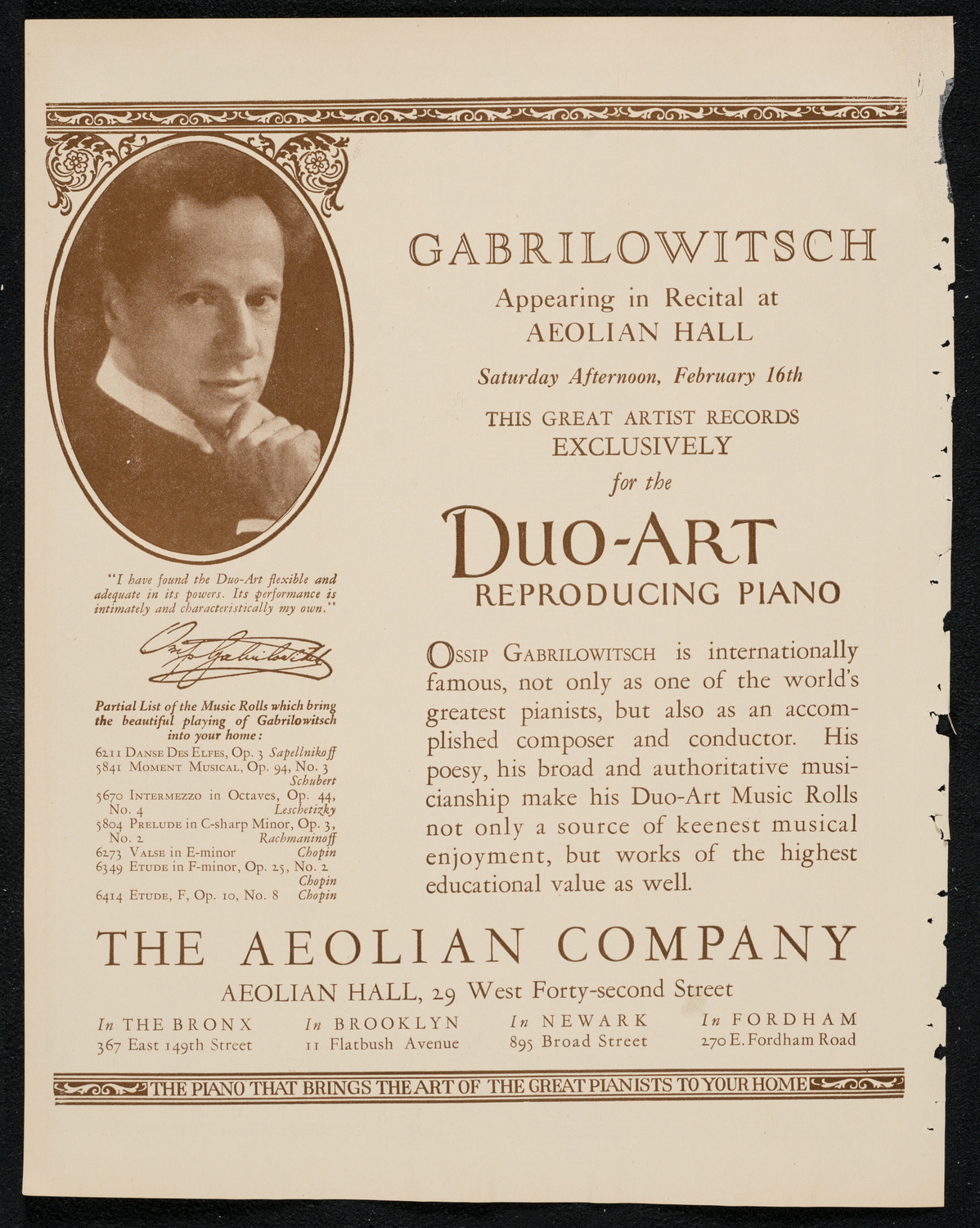 Reinald Werrenrath, Baritone, February 12, 1924, program page 2