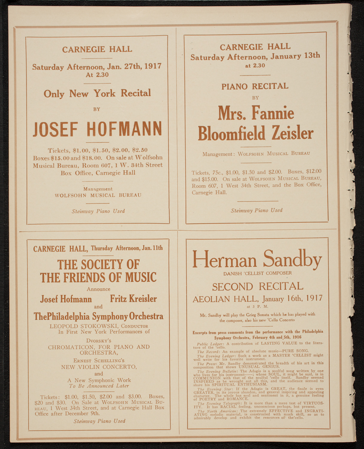 Boston Symphony Orchestra, January 6, 1917, program page 10