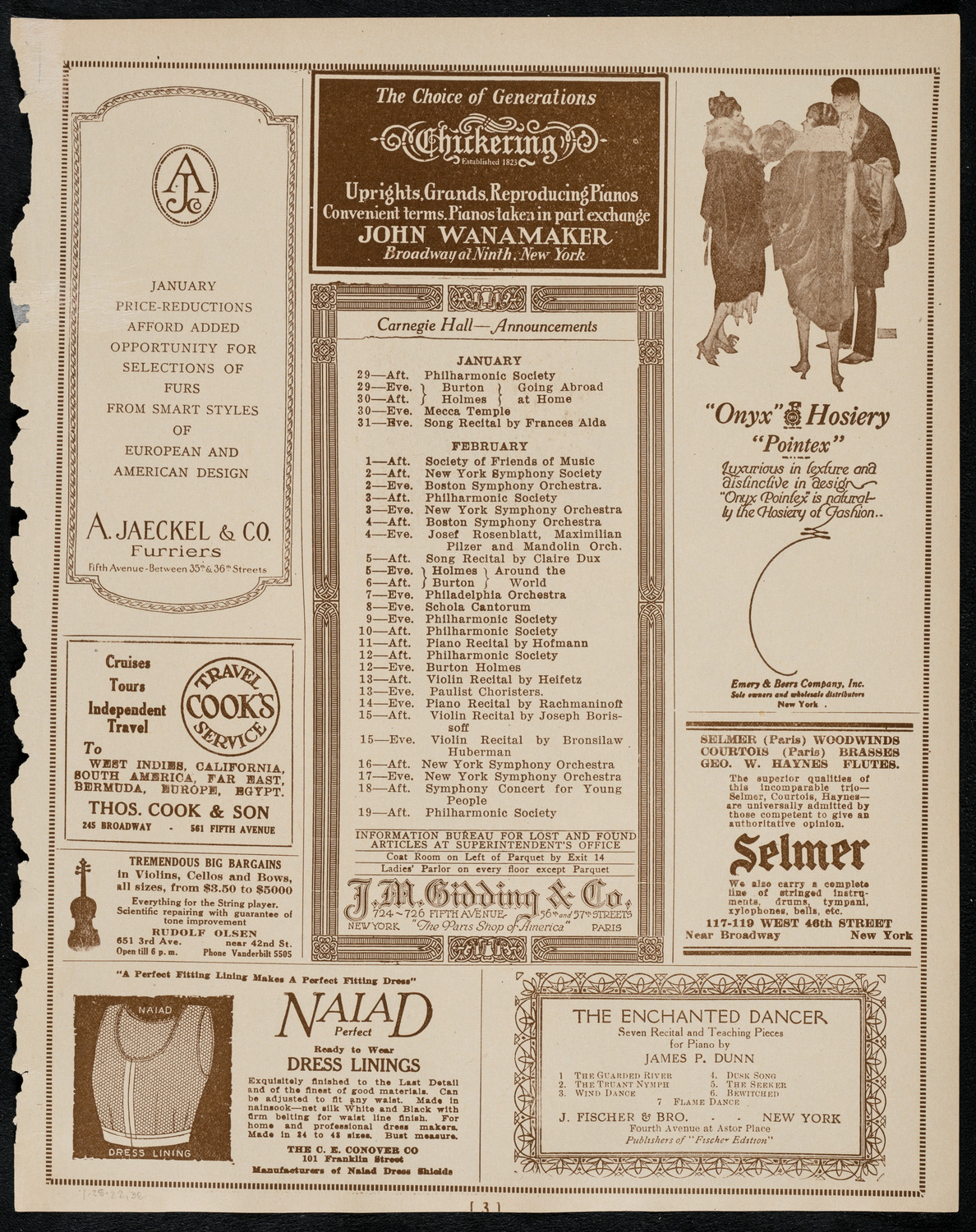 Chalif Dancers, January 28, 1922, program page 3