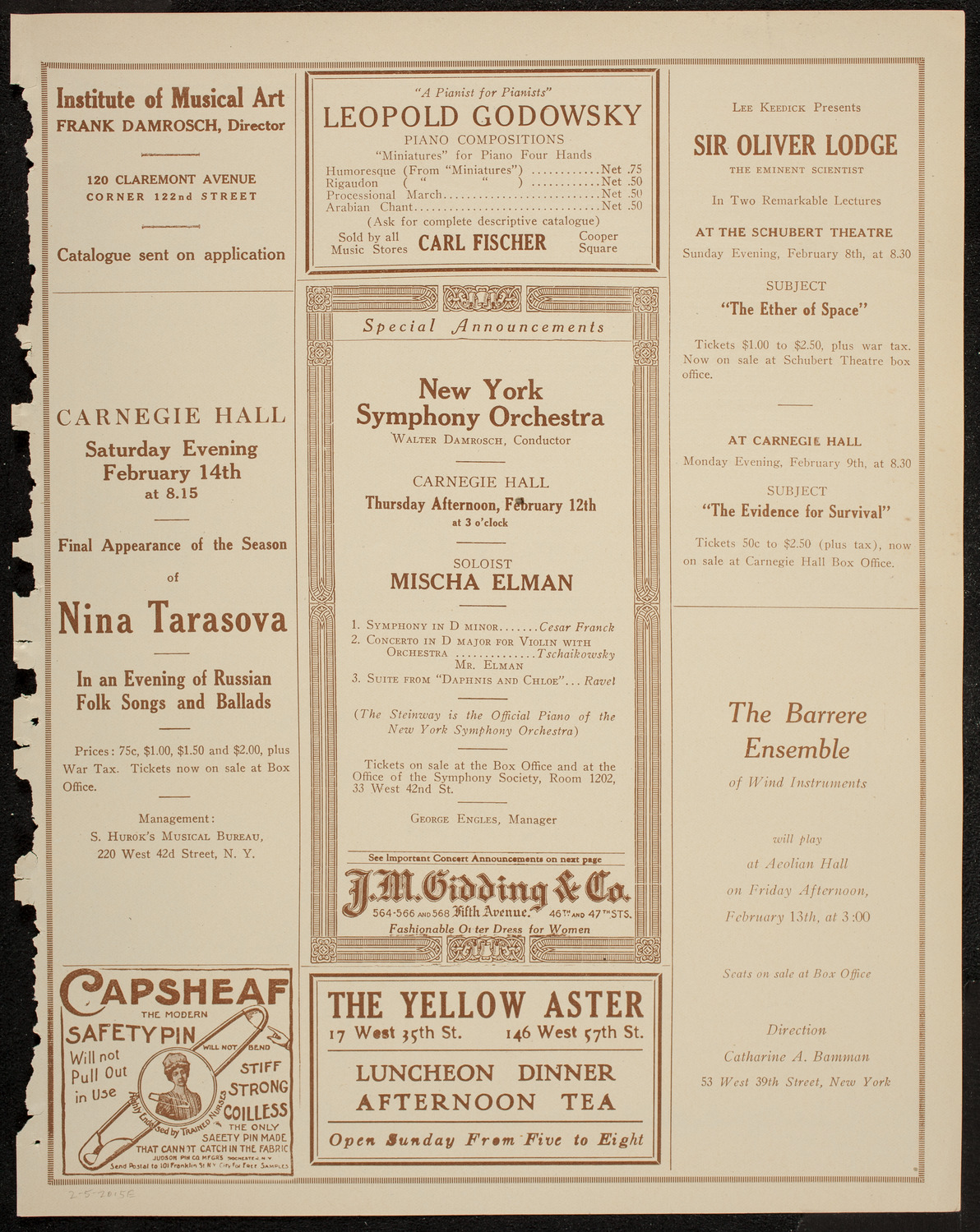 Boston Symphony Orchestra, February 5, 1920, program page 9