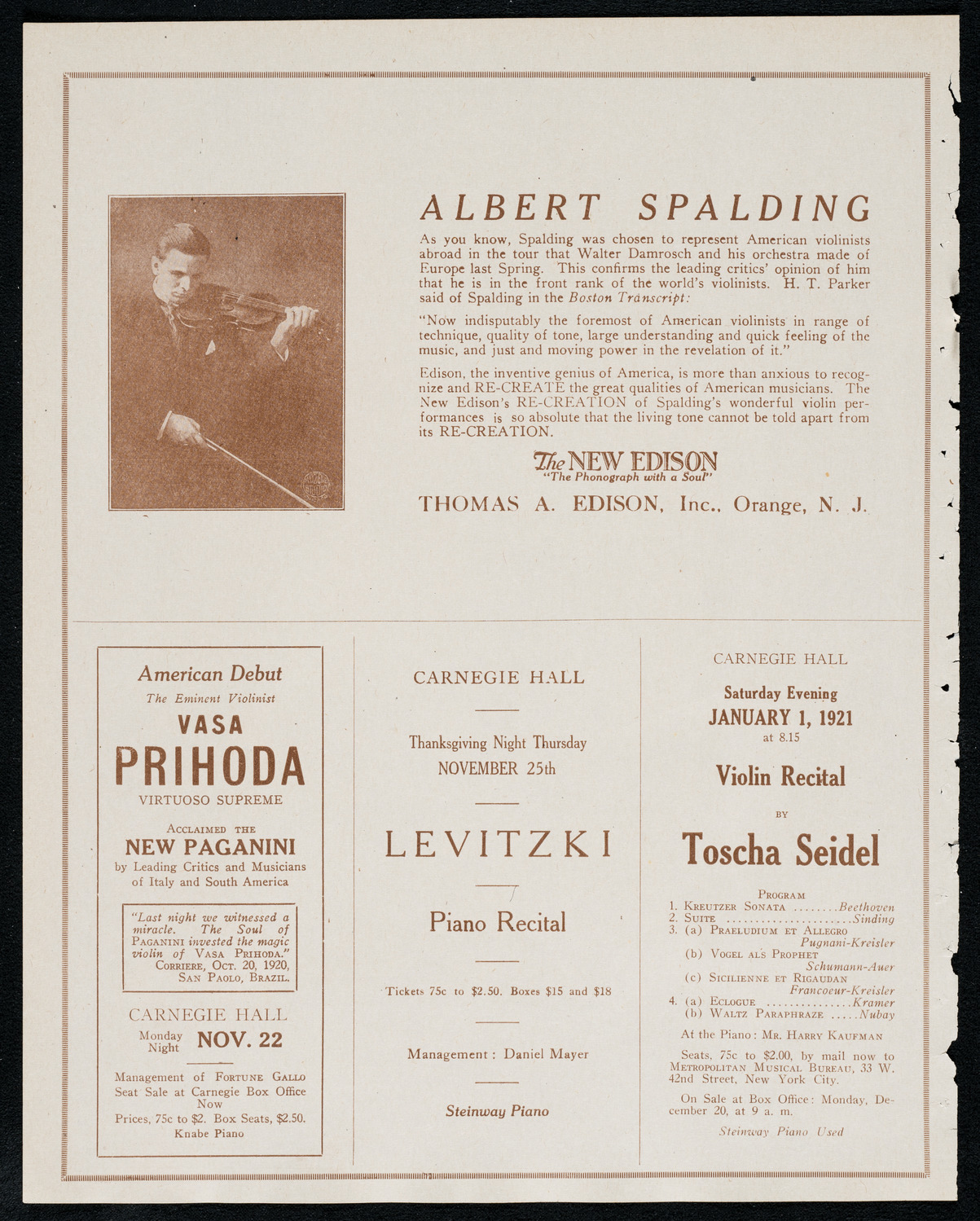 New York Philharmonic, November 19, 1920, program page 2