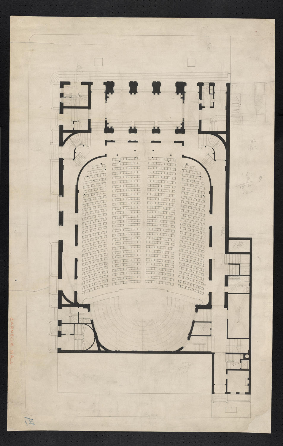 Main Hall seating plan (stamped Music Hall Co. of New York, Limited), 1891