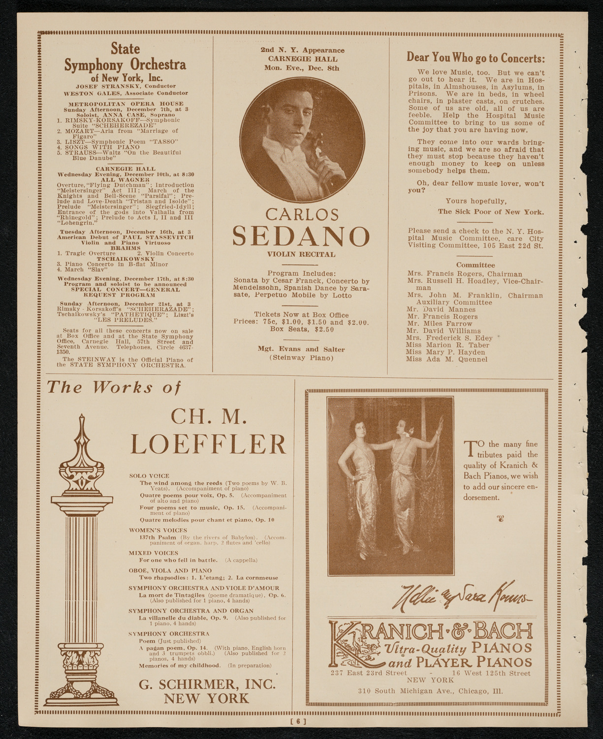 New York Symphony Orchestra, December 4, 1924, program page 6