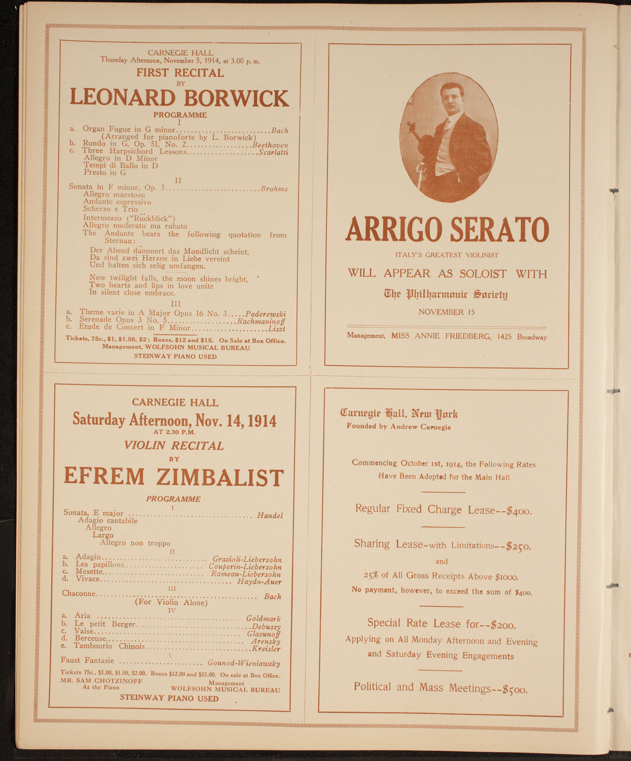 Armgaard Karl Graves: The Spy System Relative to War and Peace, November 4, 1914, program page 10