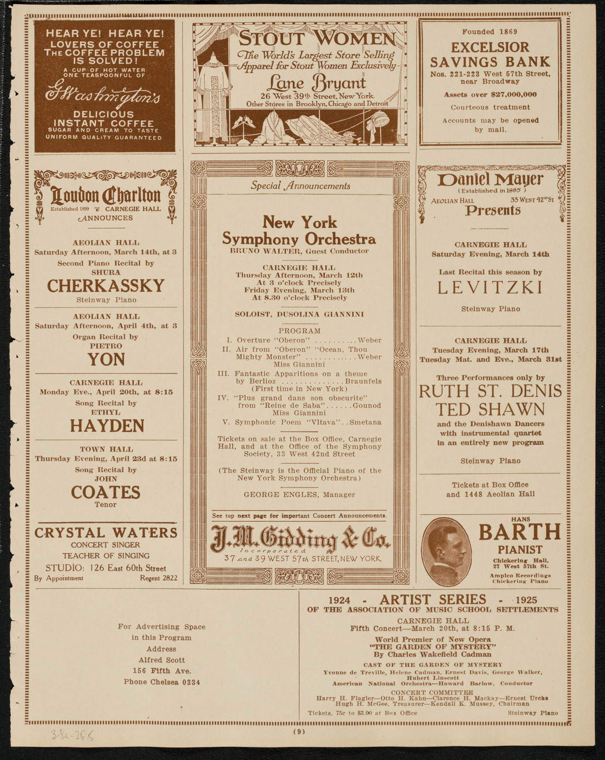 New York Philharmonic, March 8, 1925, program page 9