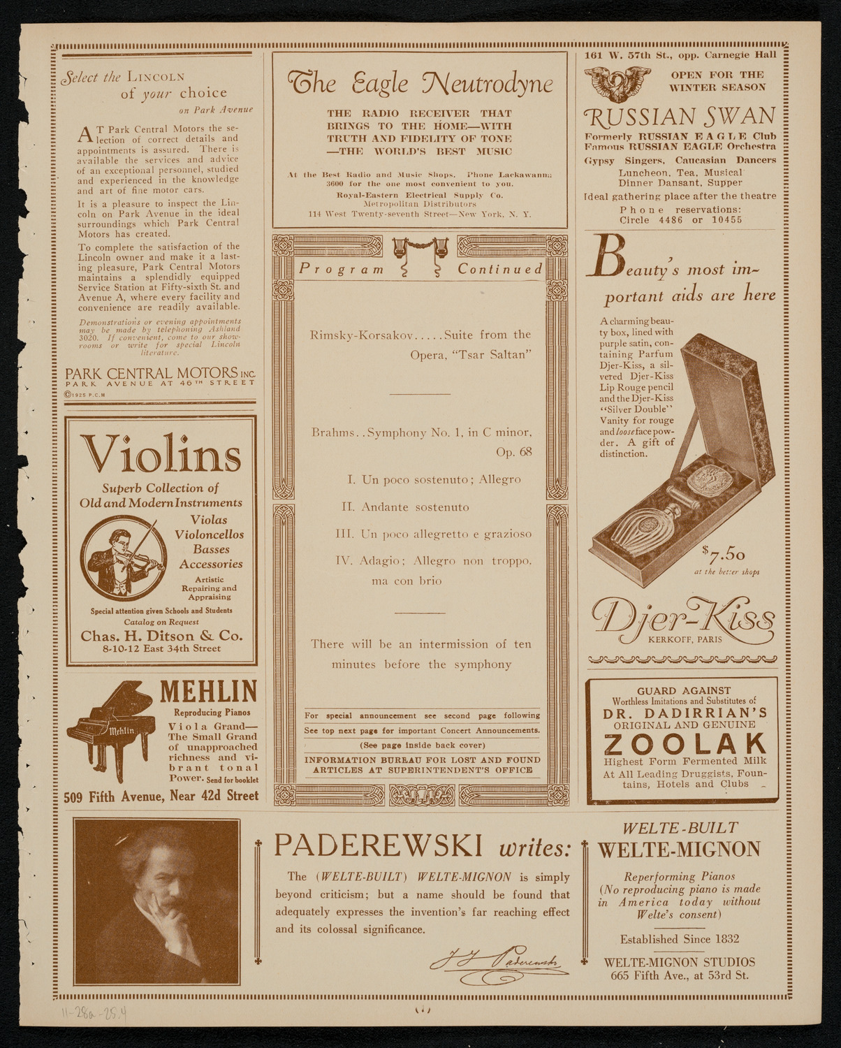 Boston Symphony Orchestra, November 28, 1925, program page 7